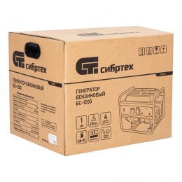 Сибртех Генератор бензиновый БС-1200, 1 кВт, 230 В, четырехтактный, 5.5 л, ручной стартер 94541