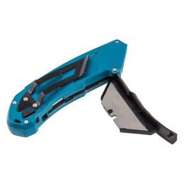 Gross Нож, 130 мм, алюминиевый корпус, выдвижное трапециевидное лезвие 18 мм (SK-5), клипса для ремня, 4 лезвия 78899