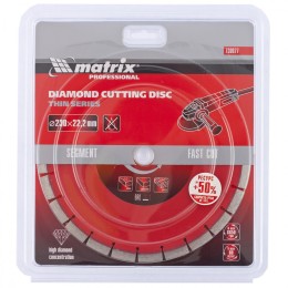 Matrix Диск алмазный, отрезной сегментный, 230 х 22.2 мм, тонкий, сухая резка Professional730677