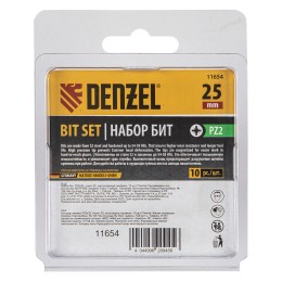 Denzel Бита PZ2х25, сталь S2, шестигранный профиль, 10 шт. Е 6,3 11654