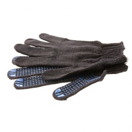 Сибртех Перчатки трикотажные, ПВХ-покрытие "Точка", 10 класс, черные Россия 67855