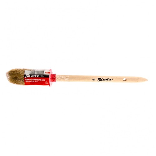 Кисть круглая № 6 (30 мм), натуральная щетина, деревянная ручка 82076