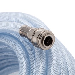 Stels Шланг пневматический ПВХ, 10 x 16 мм, 18 бар, армированный, прозрачный, быстросъемное соединение, 15 м 57025