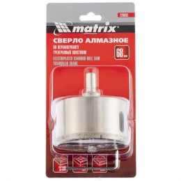 Matrix Сверло алмазное по керамограниту, 68 х 67 мм, трехгранный хвостовик 726683