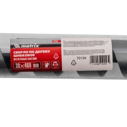 Matrix Сверло по дереву шнековое, 38 х 460 мм, шестигранный хвостовик 70134