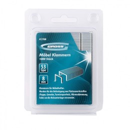 Gross Скобы, 8 мм, для мебельного степлера, усиленные, тип 53, 1000 шт 41708