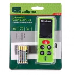 Сибртех Лазерный дальномер PM-40,40 м,с пузырьковым уровнем 38010