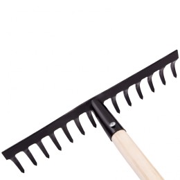 Сибртех Грабли стальные, 360 х 1300 мм, 14 прямых зубьев, деревянный черенок, Россия, 61742