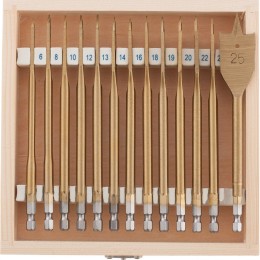 Matrix Набор сверл перовых по дереву, 6-8-10-12-13-14-16-18-19-20-22-24-25 мм, 13 шт, деревянный кейс 70442