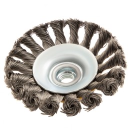 Denzel Щетка для УШМ, 100 мм, "Тарелка", крученая нержавеющая проволока 0.5 мм, М14 746093