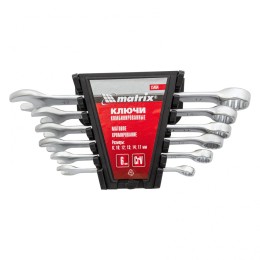 Matrix Набор ключей комбинированных, 8-17 мм, 6 шт, CrV, матовый хром 15404