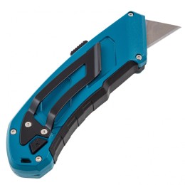 Gross Нож, 130 мм, алюминиевый корпус, выдвижное трапециевидное лезвие 18 мм (SK-5), клипса для ремня, 4 лезвия 78899