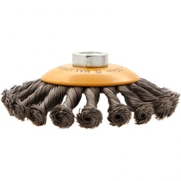 Denzel Щетка для УШМ, 125 мм, "Тарелка", крученая нержавеющая проволока 0.5 мм, М14 746113