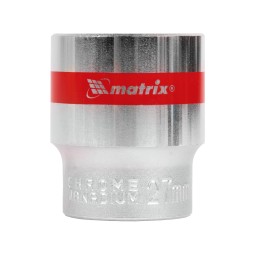 Matrix Головка торцевая, 27 мм, двенадцатигранная, CrV, под квадрат 1/2, хромированная 13695