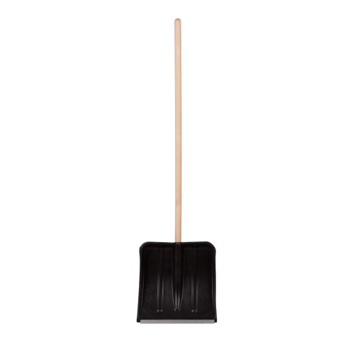 Лопата для уборки снега пластиковая, 380х385х1420 мм, оцинк. планка, деревянный черенок 6157453