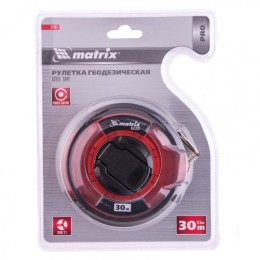 Matrix Рулетка геодезическая 30 м х 12,5 мм, закрытый корпус, стальная лента, односторонняя шкала, Pro 31281