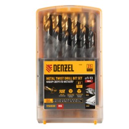 Denzel Набор сверл по металлу, 1-13 мм, HSS-Tin, Golden Tip, 25 шт 72323