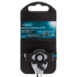 Gross Ключ телескопический трещоточный 1/4, 150-200 мм, CrV, хромированная, двухкомпонентная рукоятка 14074