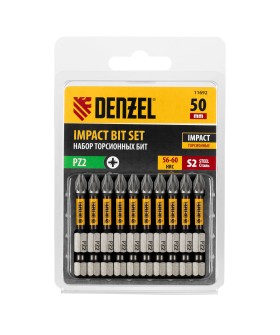 Denzel Бита IMPACT, PZ2x50 мм, лазерная обработка шлица, сталь S2, 10 шт., Е 6,3 11692