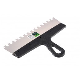 Сибртех Шпатель из нержавеющей стали, 300 мм, зуб 10 х 10 мм, пластмассовая ручка 85501