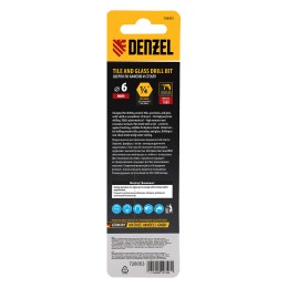 Denzel Сверло по керамической плитке 6 мм, крестовая пластина, шестигранный хвостовик// 728053