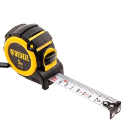 Denzel Рулетка 5м х 25мм, автоматич. фиксац., нейлон. покрытие, магнит. зацеп, двухстор. разметка// 31522