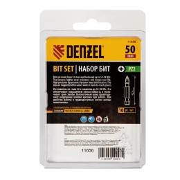 Denzel Бита PZ2х50, сталь S2, шестигранный профиль, 10 шт. Е 6,3 11656