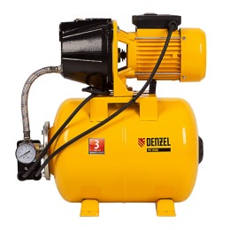 Denzel Насосная станция PS1100С, 1100 Вт, 4500 л/ч, ресивер 24 л, подъем 46 м, чугун 97215