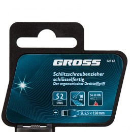 Gross Отвертка SL5.5 x 150 мм, S2, трехкомпонентная рукоятка 12112