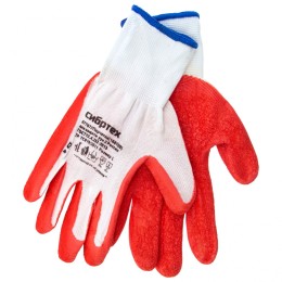 Сибртех Перчатки полиэфирные с рельефным покрытием из нат латекса, 15 класс вязки, 57 г Россия 67767