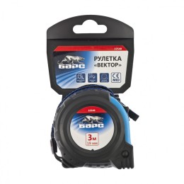 Барс Рулетка Вектор 3 м х 19 мм,утолщенное полотно,магнитный зацеп,обрезиненный корпус 32540