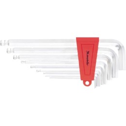 Matrix Набор ключей имбусовых HEX, 1.5-10 мм, CrV, 9 шт, экстра-длинные, c шаром, сатин 16410