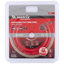 Matrix Диск алмазный, отрезной сплошной, 180 х 22.2 мм, тонкий, мокрая резка Professional730817