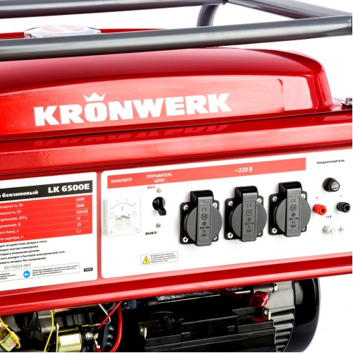 Генератор бензиновый LK 6500E, 5.5 кВт, 230 В, бак 25 л, электростартер  Kronwerk  94690