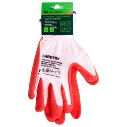 Сибртех Перчатки полиэфирные с рельефным покрытием из нат латекса, 15 класс вязки, 57 г Россия 67767