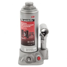 Matrix Домкрат гидравлический бутылочный, 3 т, высота подъема 194-372 мм 50717