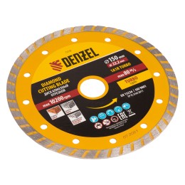 Denzel Диск алмазный, отрезной Turbo, 150 х 22.2 мм, сухая резка 73110