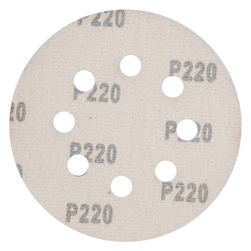 Круг абразивный на ворсовой подложке под "липучку", перфорированный, P 220, 125 мм, 5 шт Matrix 73809