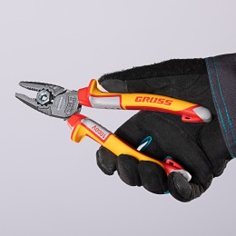 Gross Плоскогубцы комбинированные, диэлектрические трехкомпонентные рукоятки до 1000 В, 180 мм 16989