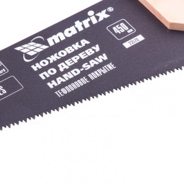 Matrix Ножовка по дереву, 450 мм, 7-8 TPI, зуб-3D, каленный зуб, тефлоновое покрытие, деревянная рукоятка 23578