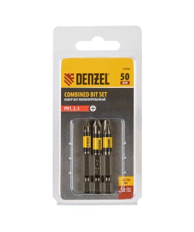 Denzel Набор бит комбинированный 3 шт., РН1, РН2, РН3, 50 мм, сталь S2 11676