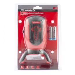 Matrix Уровень лазерный ML01T, дальность 10 м, точность ± 0,5 мм, / 1 м, длина волны 650 нм, проекция 1 вертикальная 1 горизонтальная плоскость, резьба под штатив 5/8" 35065