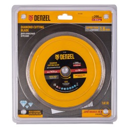 Denzel Диск алмазный сплошной, супертонкий, 200 х 25,4 мм, горячее прессование, мокрое резание// 73159