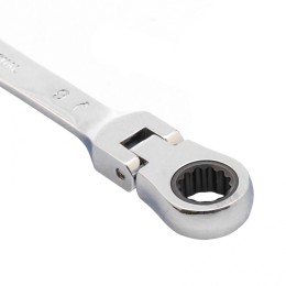 Matrix Ключ комбинированный трещоточный, 9 мм, CrV, шарнирный, зеркальный хром 14826