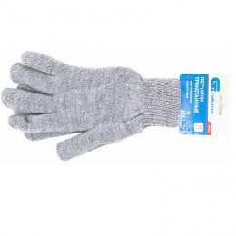 Сибртех Перчатки трикотажные, акрил, двойные, серое мулине, двойная манжета Россия 68684