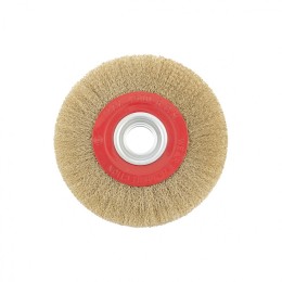 Matrix Щетка для точила, 200 мм, посадка 32 мм, плоская, латунированная витая проволока 74662