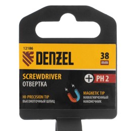 Denzel Отвертка PH2х38 мм, CrV, трехкомпонентная рукоятка 12186