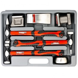 Matrix Набор рихтовочный, 3 молотка с фибергласовыми ручками, 4 наковальни, пластиковый бокс 10845