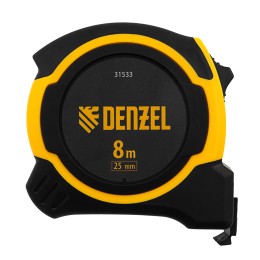 Denzel Рулетка 8м х 25мм, двухкомп. корпус, магнитный обрезиненный зацеп// 31533