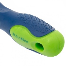 Сибртех Отвертка, SL6 х 100 мм, CrV, двухкомпонентная рукоятка 11871